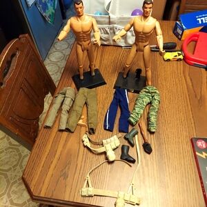 G.I. Joe Vintage Lot Of 2 Action Figures With Misc. Accessories, & Stands AS IS